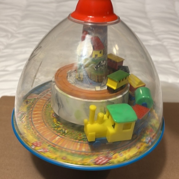 Vintage Large Toy Train Spinning Tin Peg-Top Karl Rohrseitz Zirndorf Germany - Picture 9 of 9